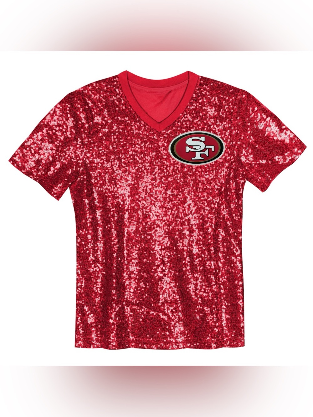 Women’s San Francisco 49ers Christian McCaffrey Sequin V Neck Jersey